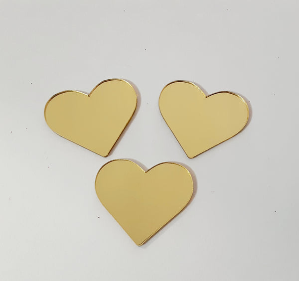 CORAZON ACRILICO DORADO ESPEJO, MIDE 4 CMS