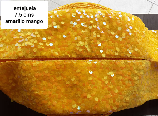 LENTEJUELA DESPEINADA 7.5 CM, AMARILLO MANGO