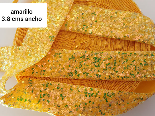 LENTEJUELA 3.8 CMS ANCHO, AMARILLO